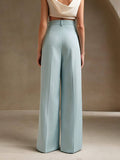 Solid Color Simple High Waist Straight Pants