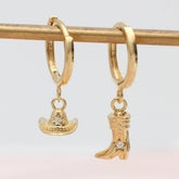 COWBOY BOOTS HAT ZIRCON INLAID EARRINGS SET_CWAJE5076