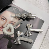 SILVER CHEESE HEART DONUT HAIRPIN DUCKBILL HAIRPIN_CWAHA4672
