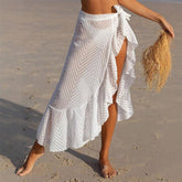 RUFFLED TIE BEACH SKIRT SEXY SUN PROOF DESIGN_CWBLS0469