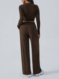 Temperament Round Neck Top Wide Leg Pant Suit