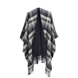 MULTI COLOR SPLIT SHAWL CLOAK WITH GRADIENT LINES_CWASC0317