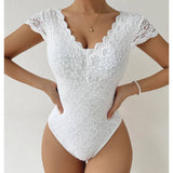 SOLID COLOR LACE SEE THROUGH DEEP VBACKLESSJUMPSUIT_CWMM4629