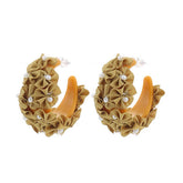 HANDMADE FABRIC FLOWER C HOOP EARRINGS FRESH STYLE_CWMM6280