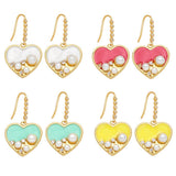 RETRO COLORED HEART SHAPED PEARL EARRINGS_CWAJE1019