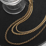 SNAKE BONE TWISTED TOOTH THREE LAYER NECKLACE_CWMM3693