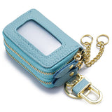 Womens Leather Key Pouch Double Zipper Bag_Cuab00385