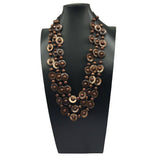 HAND WOVEN COCONUT SHELL WOOD ROUND BEAD NECKLACE_CWMM4555