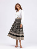 Vintage Leopard Print Contrast Knit Skirt