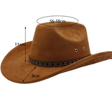Unisex Soft Suede Western Cowboy Fedora Hat_Cwah04367