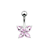 SILVER STAINLESS STEEL BUTTERFLY NAVEL RING_CWMM9384