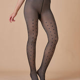 PLUS SIZE FLEECE LINED BLACK SHEER LEGGINGS WARM_CWMM8974
