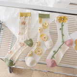 FLORAL SUMMER SHEER MESH SOCKS FOR WOMENS_CWMS0444