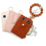 PLAID WOVEN CARD WALLET WITH ZIPPER CLOSURE_CWAB4946