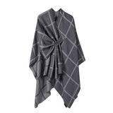 SOLID COLOR PLAID CAPE CLOAK PLAIN SHAWL_CWASC2257