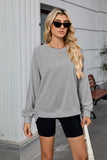 Solid-Color Round-Neck Long-Sleeved Sweatshirt