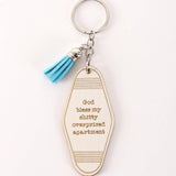 LETTER ENGRAVED WOODEN KEYCHAIN_CWMM0572