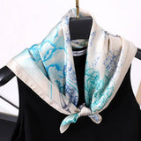 Vintage Letter Print Satin Square Scarf For Women_Cwasc0809