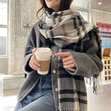 THICK PLAID SHAWL SCARF SOFT WARM WRAP FOR WOMEN_CWASC0169