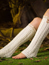 Warm Boot Covers Winter Lace Twist Button Socks_Cwms0758