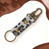 Vintage Leopard Weave Leather Keychain Pendant_Cwmm0579