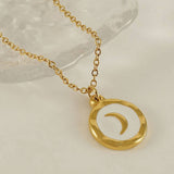 STAINLESS STEEL PLATED 18K GOLD MOON NECKLACE_CWAJE0695