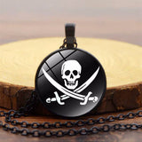 PIRATE SKULL ALLOY GLASS NECKLACE_CWAJE0707
