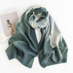 GRADIENT OMBRE WOOL SCARF ELEGANT COMMUTER SHAWL_CWASC0467