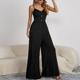 Summer Solid Color Pullover Sleeveless Jumpsuit