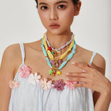 COLORFUL SCARF NECKLACE WITH FRUIT CHARMS_CWMM8801