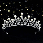 DIAMOND PEARL BRIDAL WEDDING CRYSTAL TIARA_CWMM2013