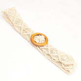 HANDMADE VINTAGE WOVEN BELT ROUND WOODEN BUCKLE_CWABE0408