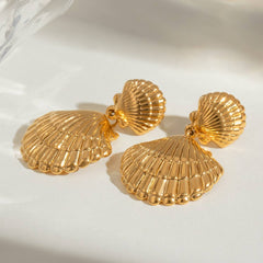 LUXURY STAINLESS STEEL OCEAN SHELL EARRINGS_CWASC1663