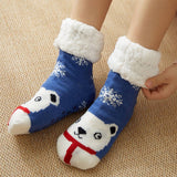 BLUE SCARF BEAR MID TUBE PLUSH INDOOR SLIPPERS_CWMS0736