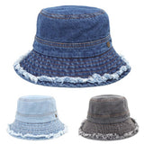 Versatile Washed Distressed Denim Bucket Hat_Cwah1539