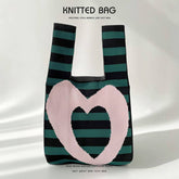 STRIPED LOVE KNITTED SHOULDER TOTE BAG_CWAB1514