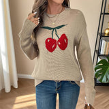 Valentines Day Cherry Jacquard Knitted Sweater
