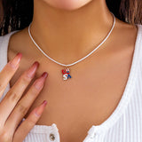 STAR FLAG INDEPENDENCE DAY LETTER BOW NECKLACE_CWAJE1474