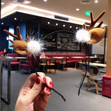 CUTE CHRISTMAS ELK HORN BELL HEADBAND HAIRPIN_CWAHA3427