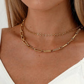 STACKING NECKLACES PAPERCLIP CLASP DOUBLE NECKLACE_CWMM3689
