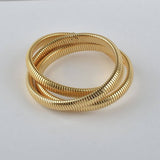 FASHIONABLE METALLIC SMOOTH SPRING BRACELET_CWMM3116