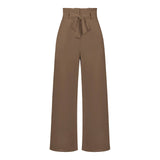 Women Tied Waist Wide Leg Office Work Pants