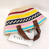 LARGE CAPACITY CONTRAST STRIPED WOVEN BAG_CWAB1973