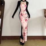 Vintage Spice Print Print Slim High-Waisted Dress