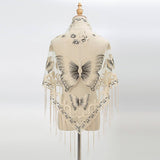 LACE BUTTERFLY EMBROIDERED TRIANGLE SHAWL_CWMM1994