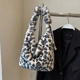 Winter Leopard Print Shoulder Crossbody Plush Bag_Cwab3913