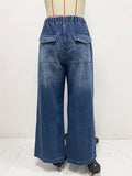 Straight-Leg Wide-Leg Pleated Baggy Jeans