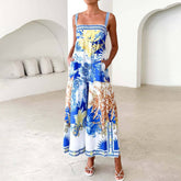 Vacation Style Long Printed Halter Dress