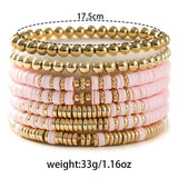 SIMPLE STACKED DISC BEAD BRACELET SET_CWMM3531