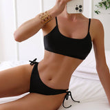 CASUAL TWO PIECE DRAWSTRING THONG BIKINI SWIMSUIT_CWMW0325
